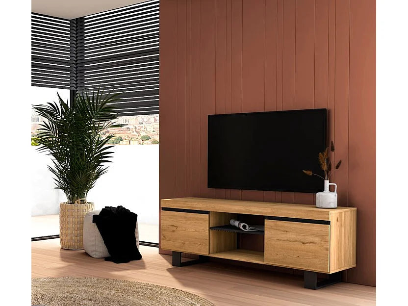 Meuble TV Effet Chêne Noir - NATURALE vue 2