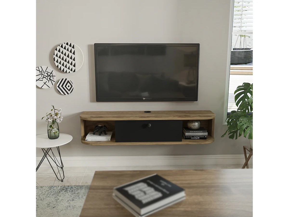 Meuble TV en Bois Noir 120 cm - DECOROTIKA FR