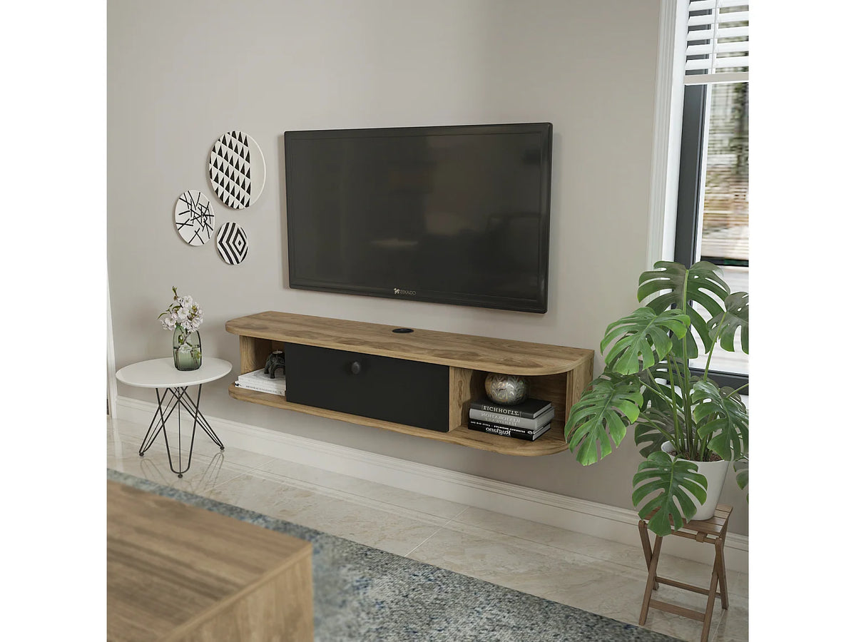 Meuble TV en Bois Noir 120 cm - DECOROTIKA FR vue 3