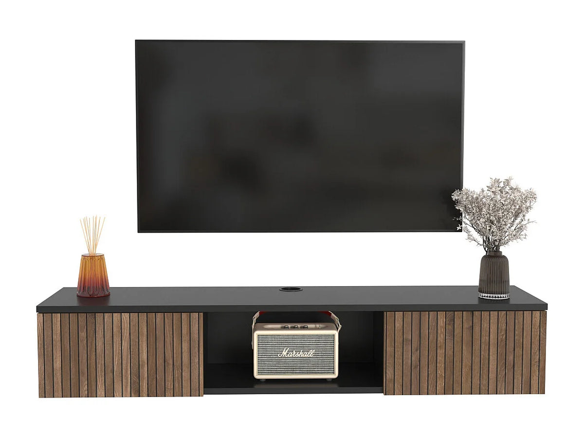 Meuble TV en Bois Noir - DECOROTIKA FR vue 5