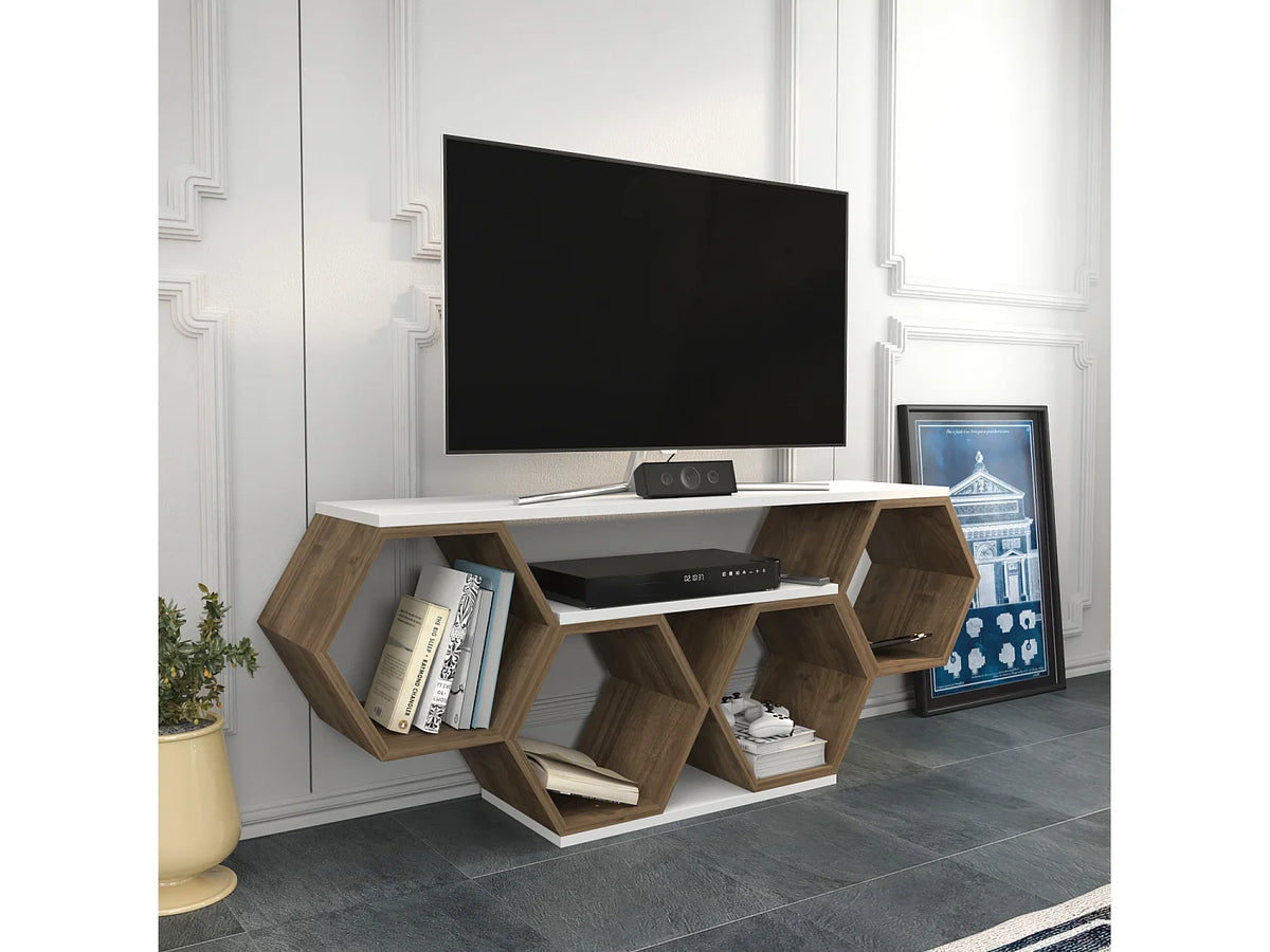 Meuble TV Blanc 120 cm - DECOROTIKA FR vue 2