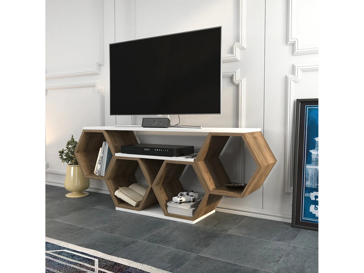Meuble TV Blanc 120 cm - DECOROTIKA FR vue 3