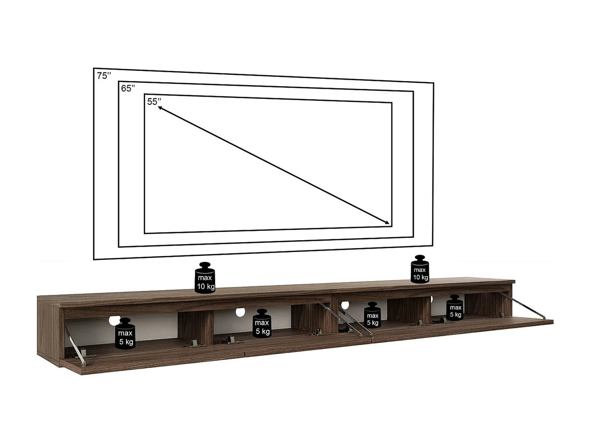 Meuble TV Effet Noyer 200 cm - BEMMI vue 7