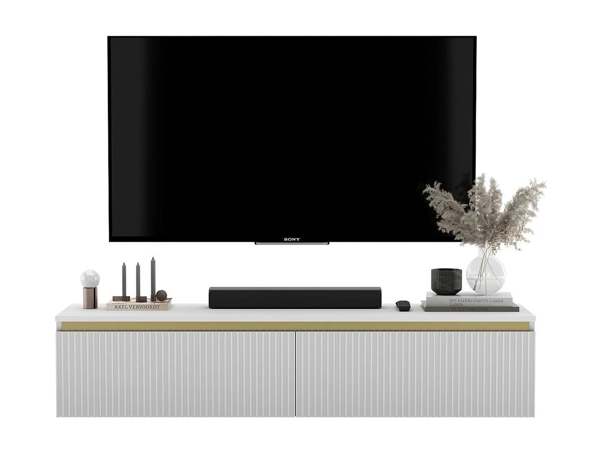 Meuble TV en Bois Blanc 140 cm - SELENE