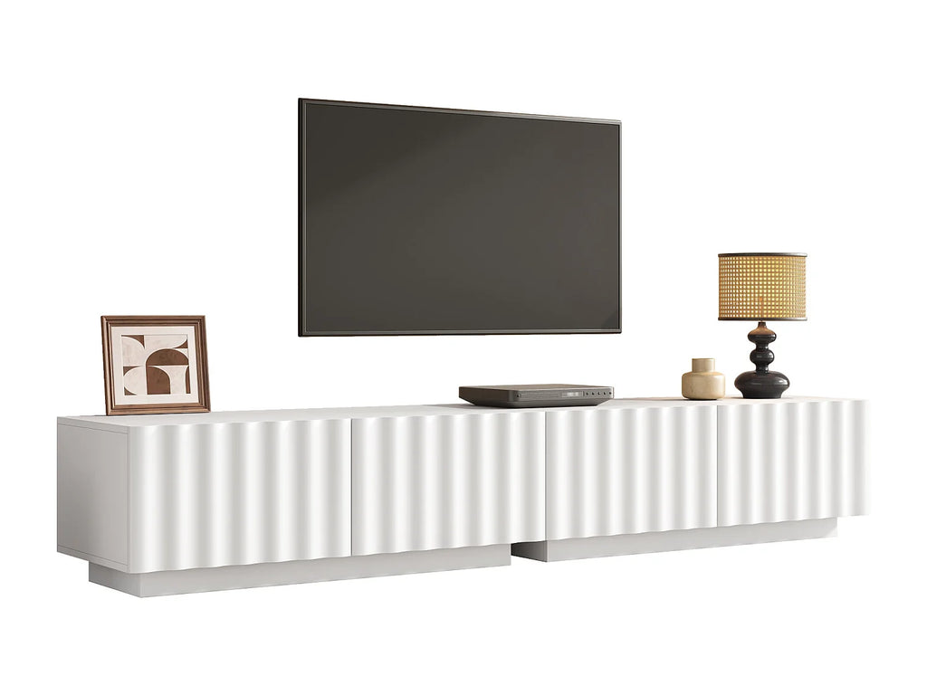 Meuble TV en Bois Blanc 200 cm 4 Tiroirs - MODERNLUXE