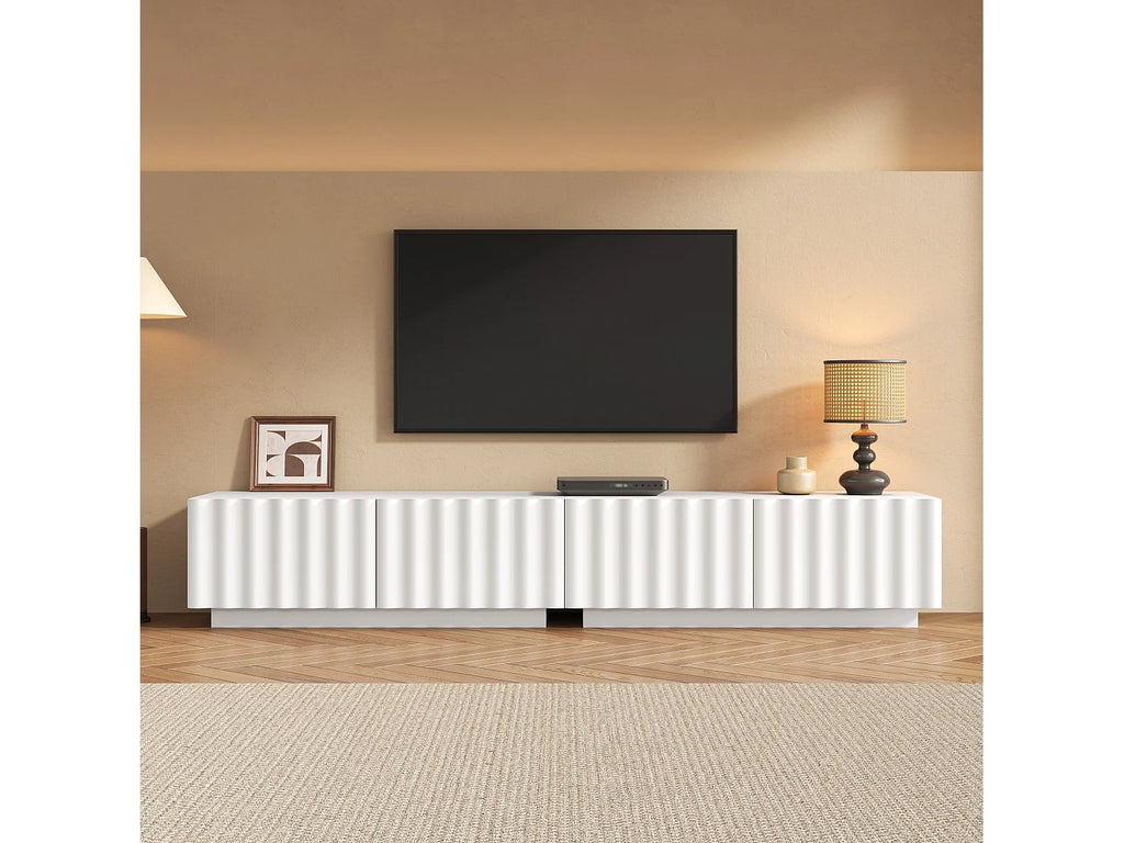 Meuble TV en Bois Blanc 200 cm 4 Tiroirs - MODERNLUXE vue 2
