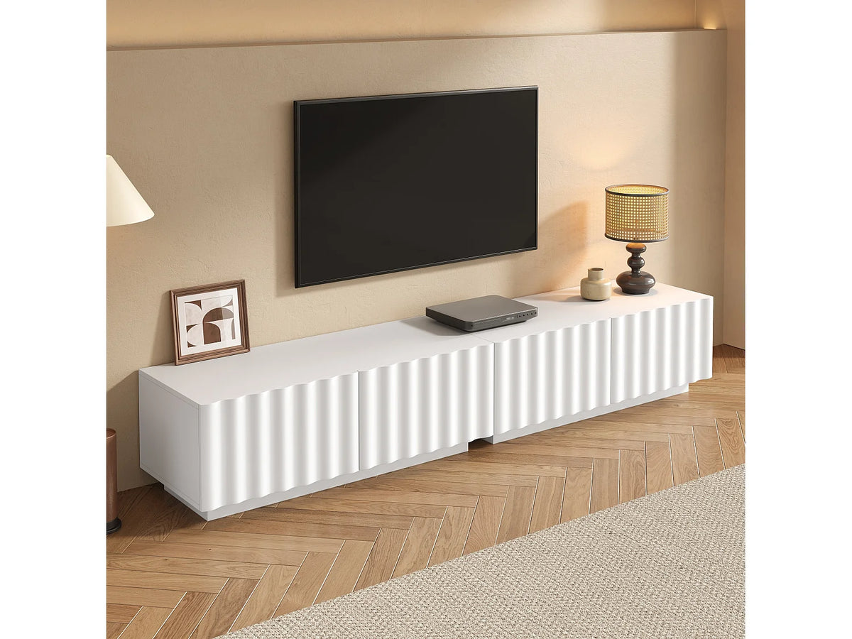 Meuble TV en Bois Blanc 200 cm 4 Tiroirs - MODERNLUXE vue 4