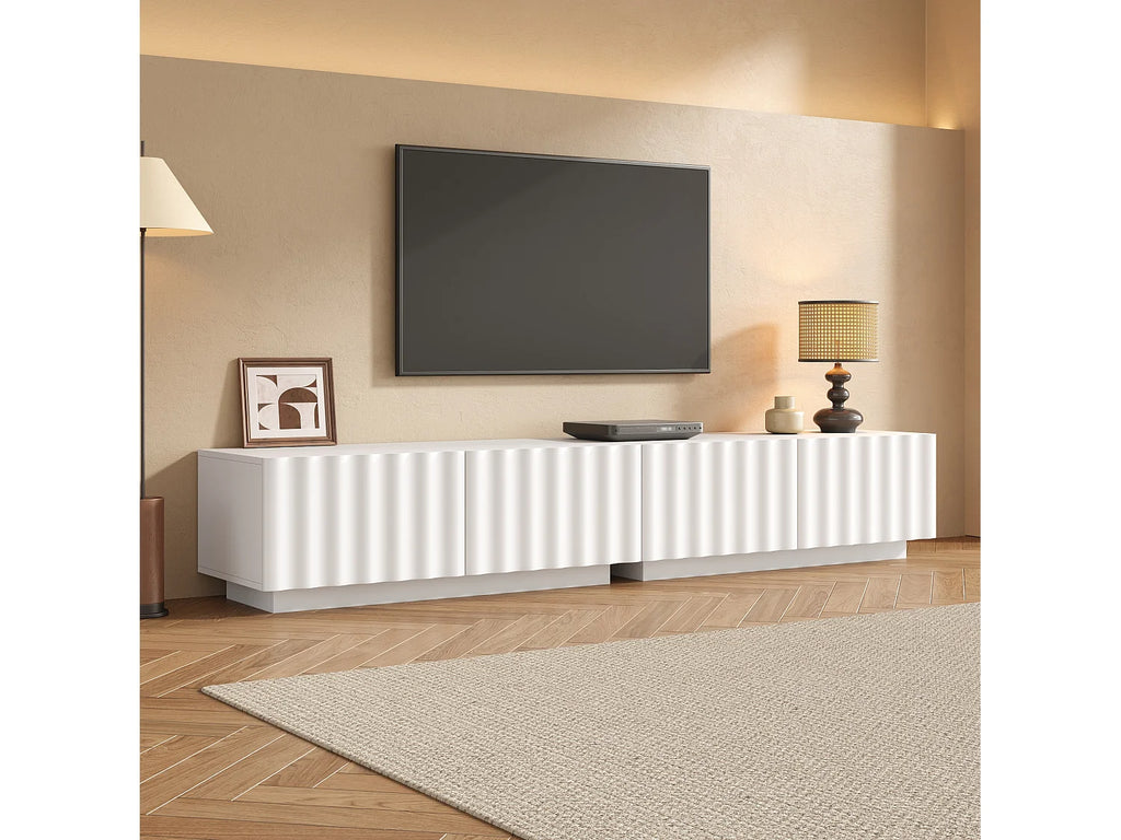 Meuble TV en Bois Blanc 200 cm 4 Tiroirs - MODERNLUXE vue 5