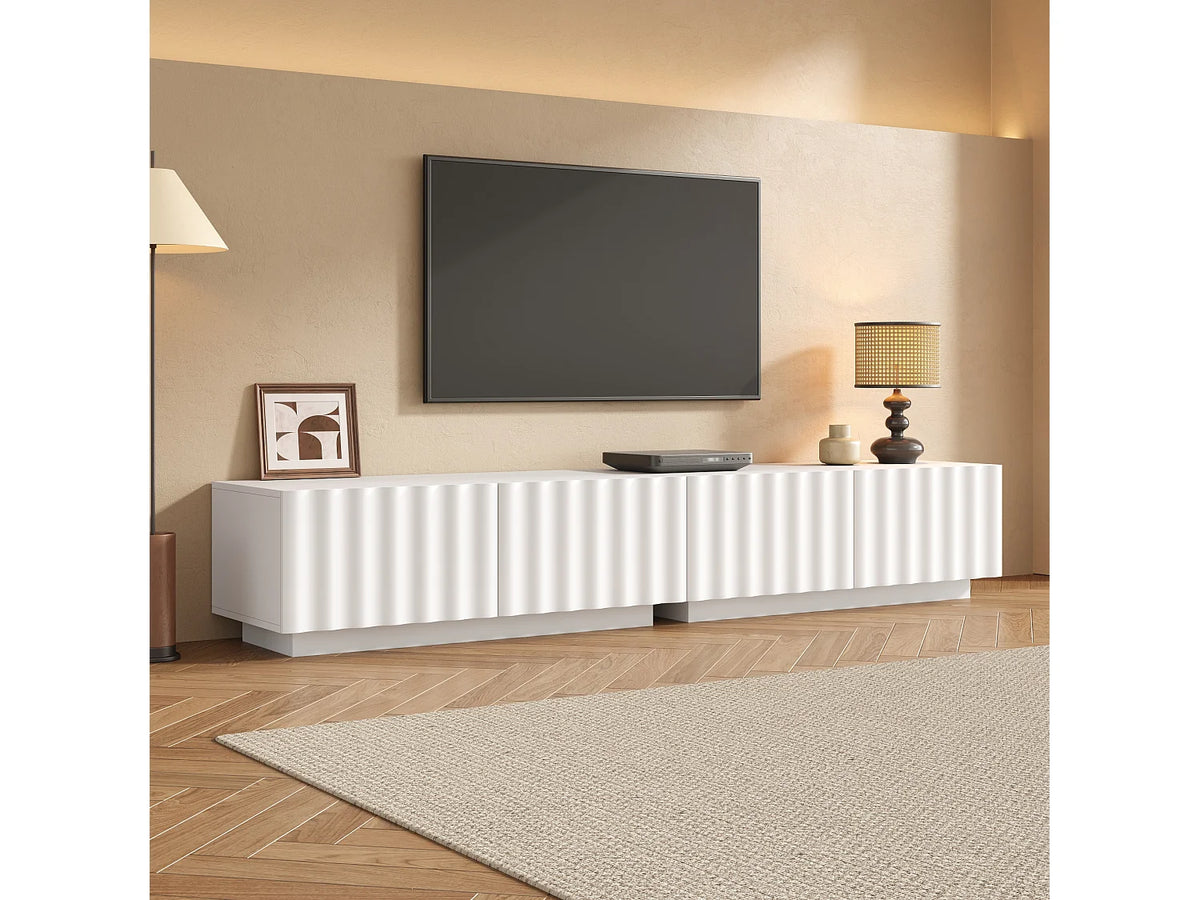 Meuble TV en Bois Blanc 200 cm 4 Tiroirs - MODERNLUXE vue 5