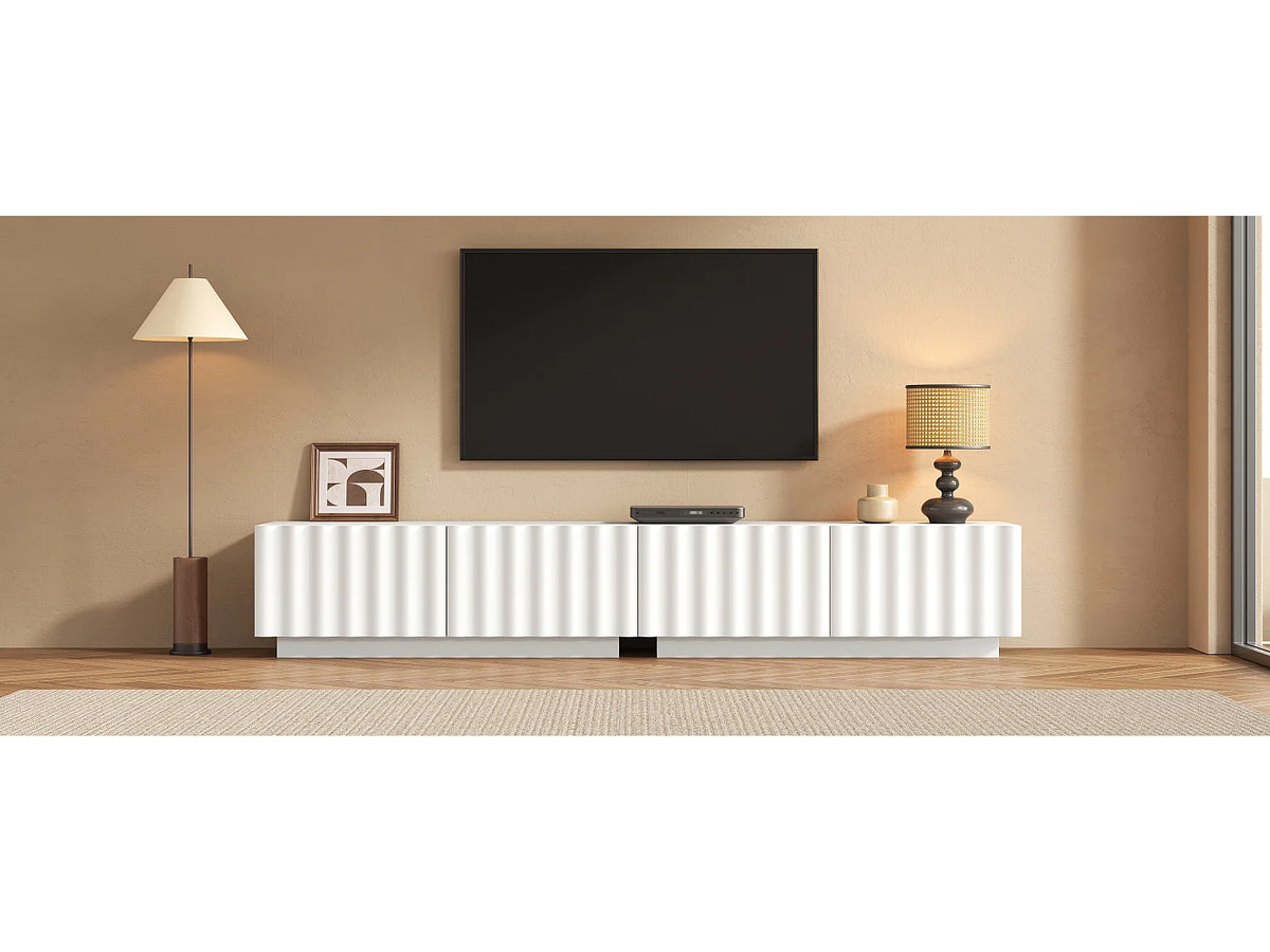 Meuble TV en Bois Blanc 200 cm 4 Tiroirs - MODERNLUXE vue 6