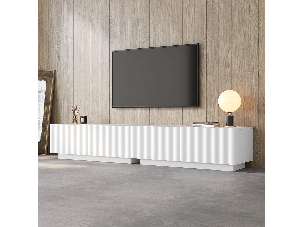 Meuble TV en Bois Blanc 200 cm 4 Tiroirs - MODERNLUXE vue 8