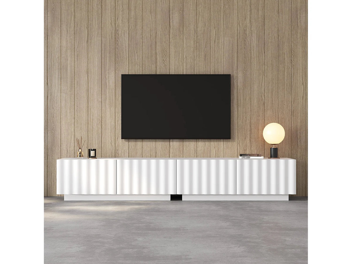 Meuble TV en Bois Blanc 200 cm 4 Tiroirs - MODERNLUXE vue 9