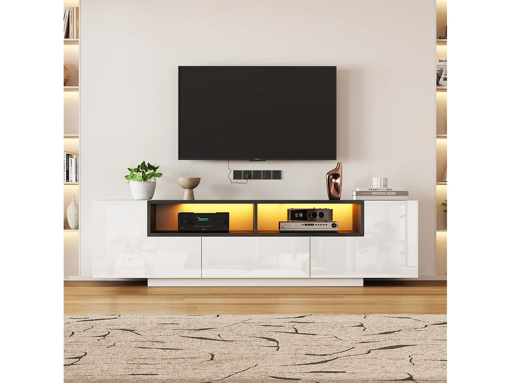 Meuble TV en Bois Blanc 180 cm 2 Portes - MODERNLUXE