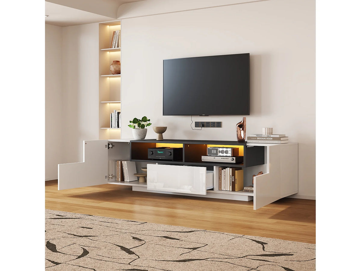 Meuble TV en Bois Blanc 180 cm 2 Portes - MODERNLUXE vue 5