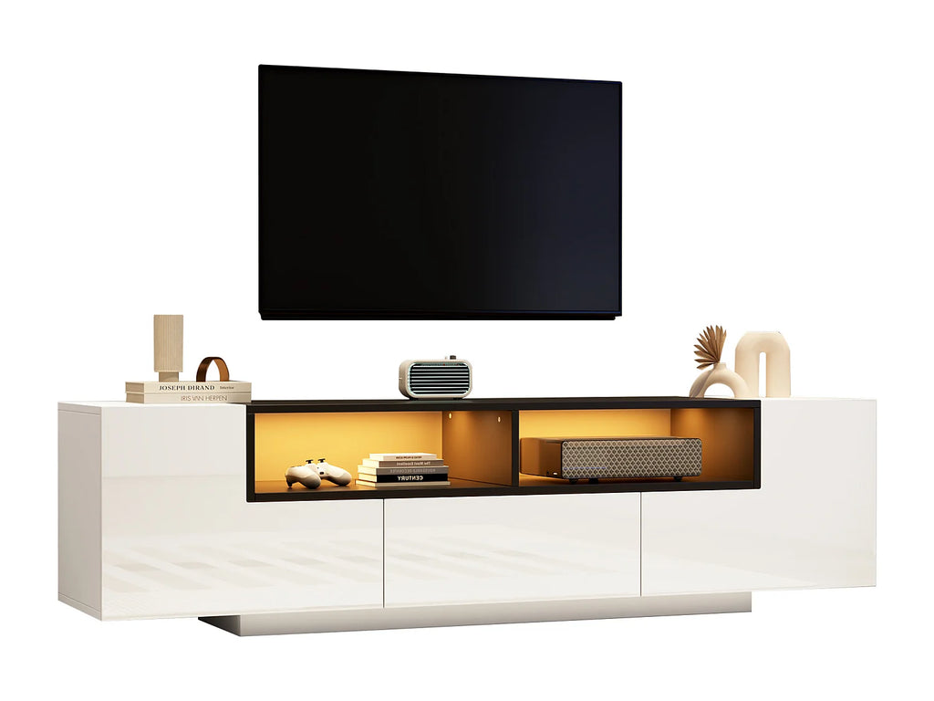 Meuble TV en Bois Blanc 180 cm 2 Portes - MODERNLUXE vue 7