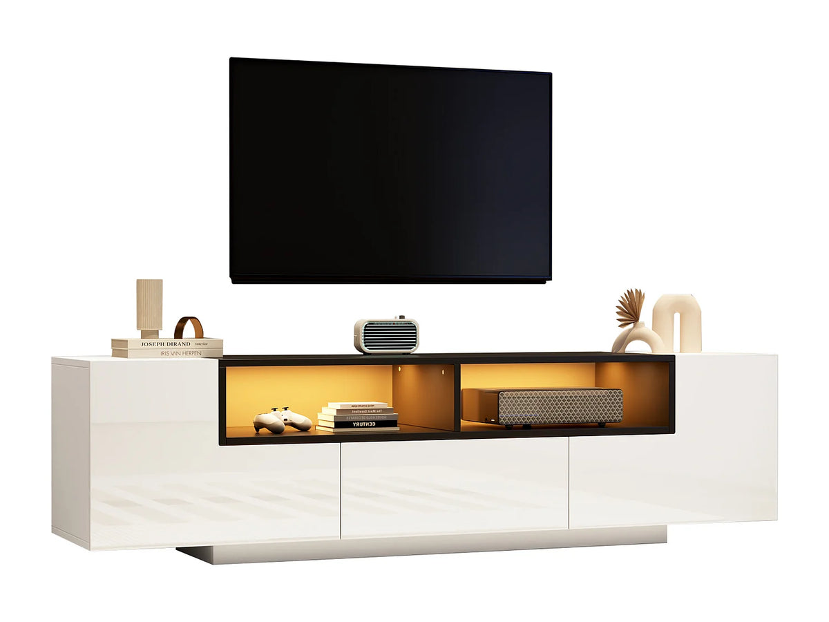Meuble TV en Bois Blanc 180 cm 2 Portes - MODERNLUXE vue 7