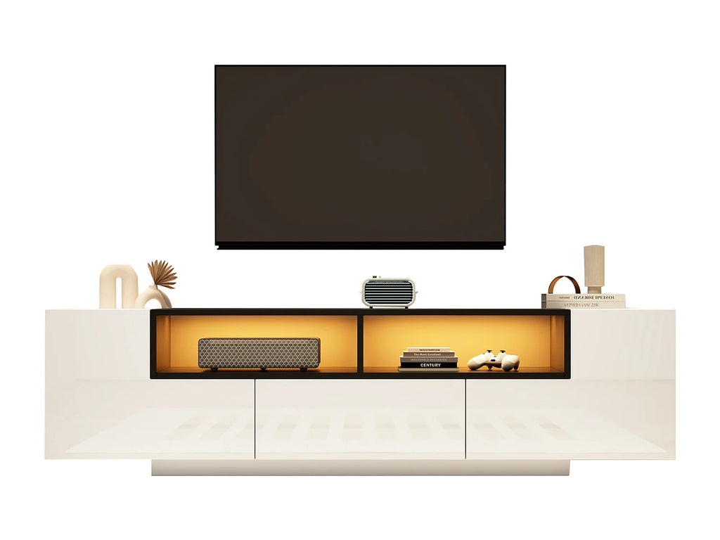 Meuble TV en Bois Blanc 180 cm 2 Portes - MODERNLUXE vue 8