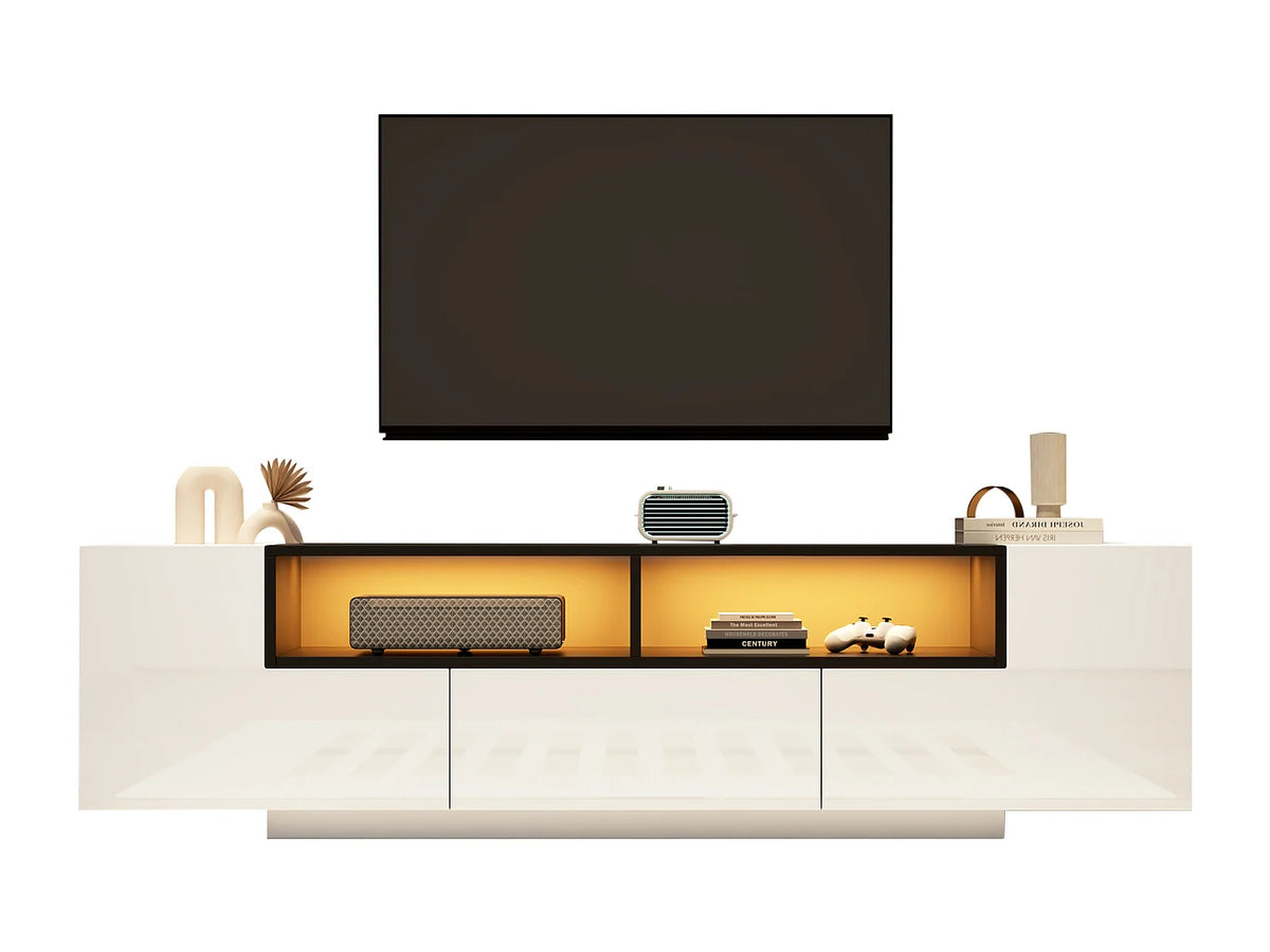 Meuble TV en Bois Blanc 180 cm 2 Portes - MODERNLUXE vue 8