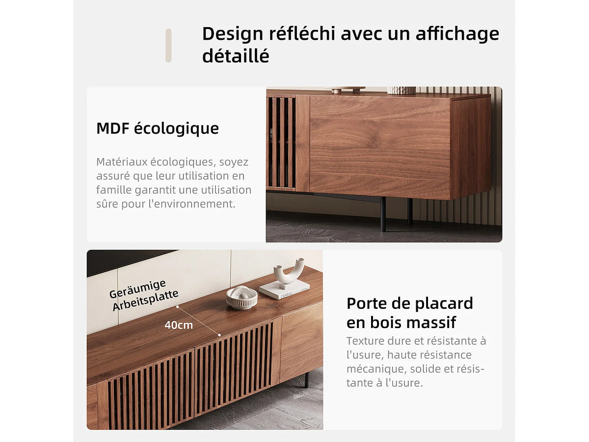 Meuble TV Effet Noyer 180 cm - OLEY LUCK LIVE FR vue 9