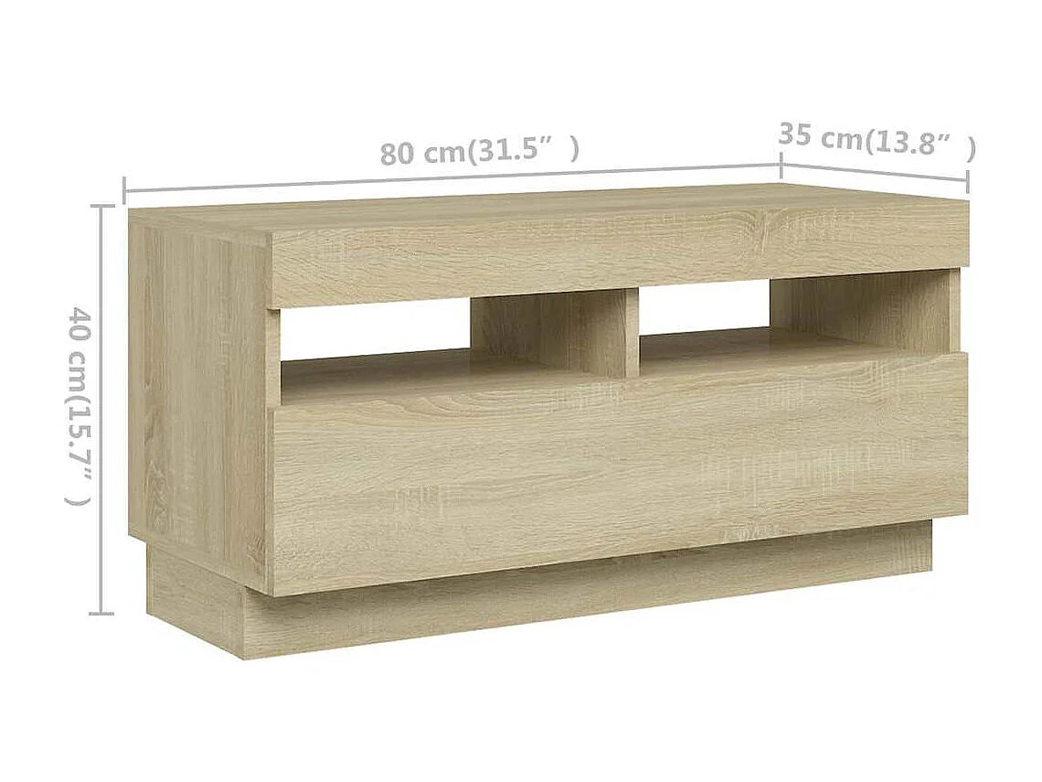 Meuble TV Effet Chêne Bois Clair 260 cm - VIDAXL vue 3