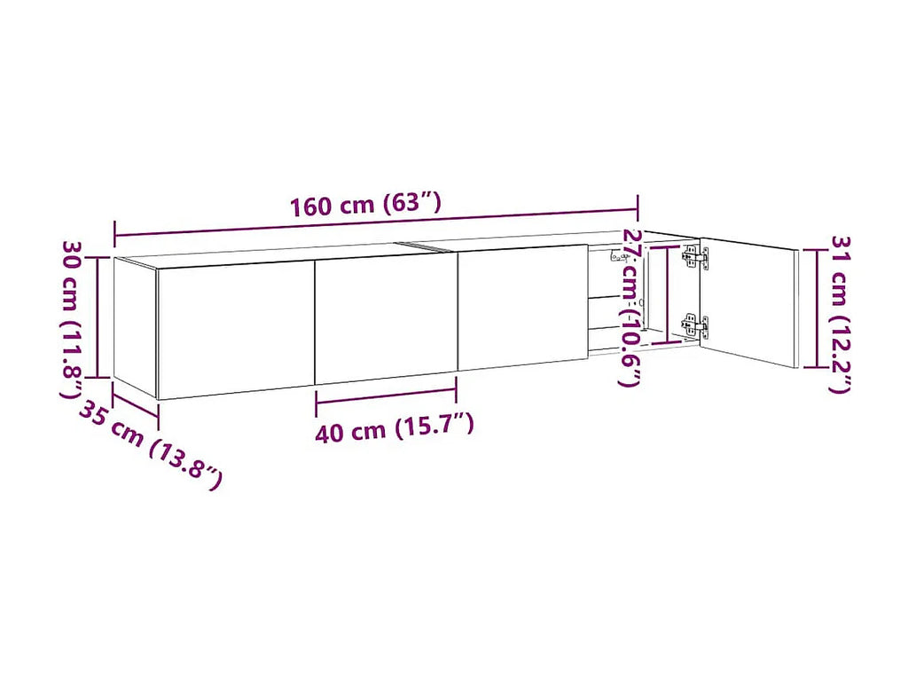 Meuble TV en Bois Blanc 160 cm - VIDAXL vue 3