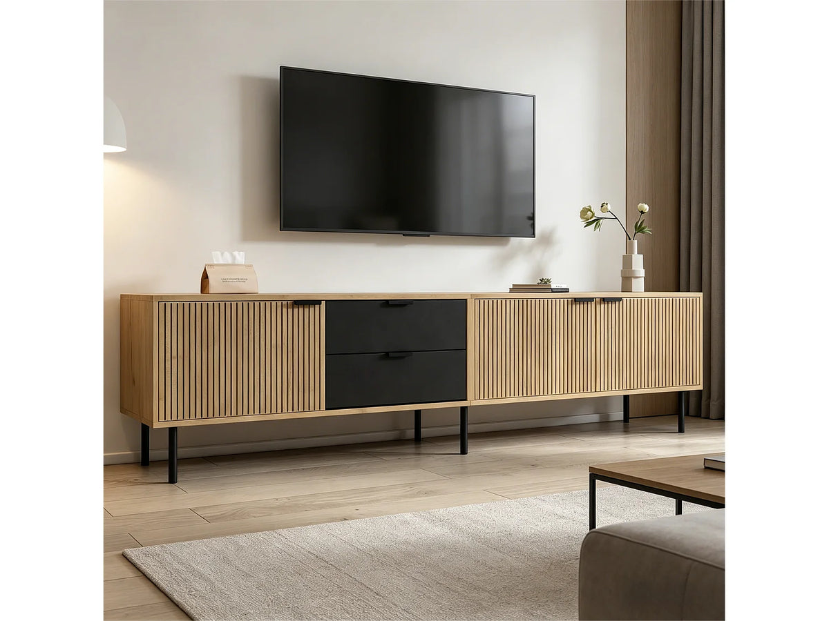 Meuble TV en Bois Noir 208 cm - MODERNLUXE vue 4