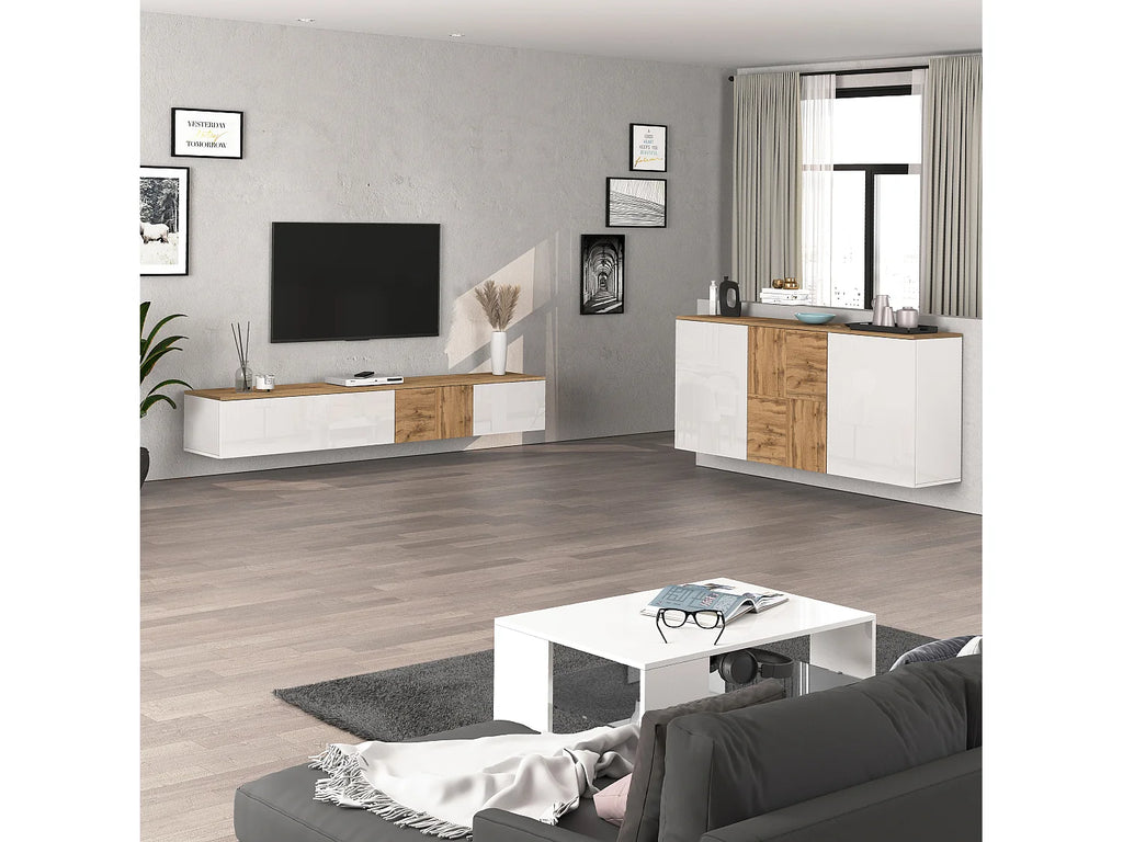 Meuble TV Suspendu Blanc - WHOUS - HOME FURNISHING ITALY vue 10