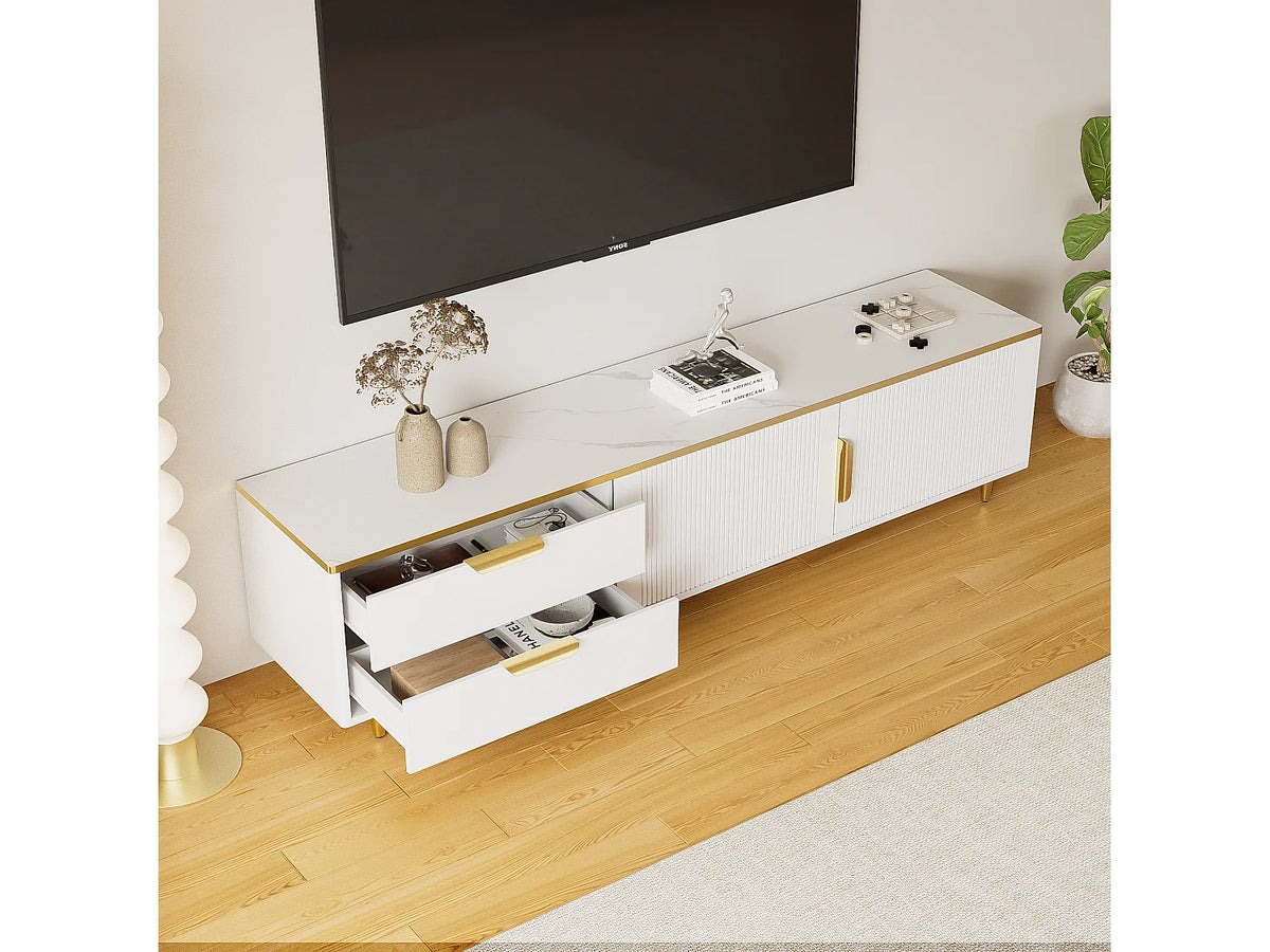 Meuble TV en Bois Blanc 170 cm 2 Portes - HAUSS SPOLE