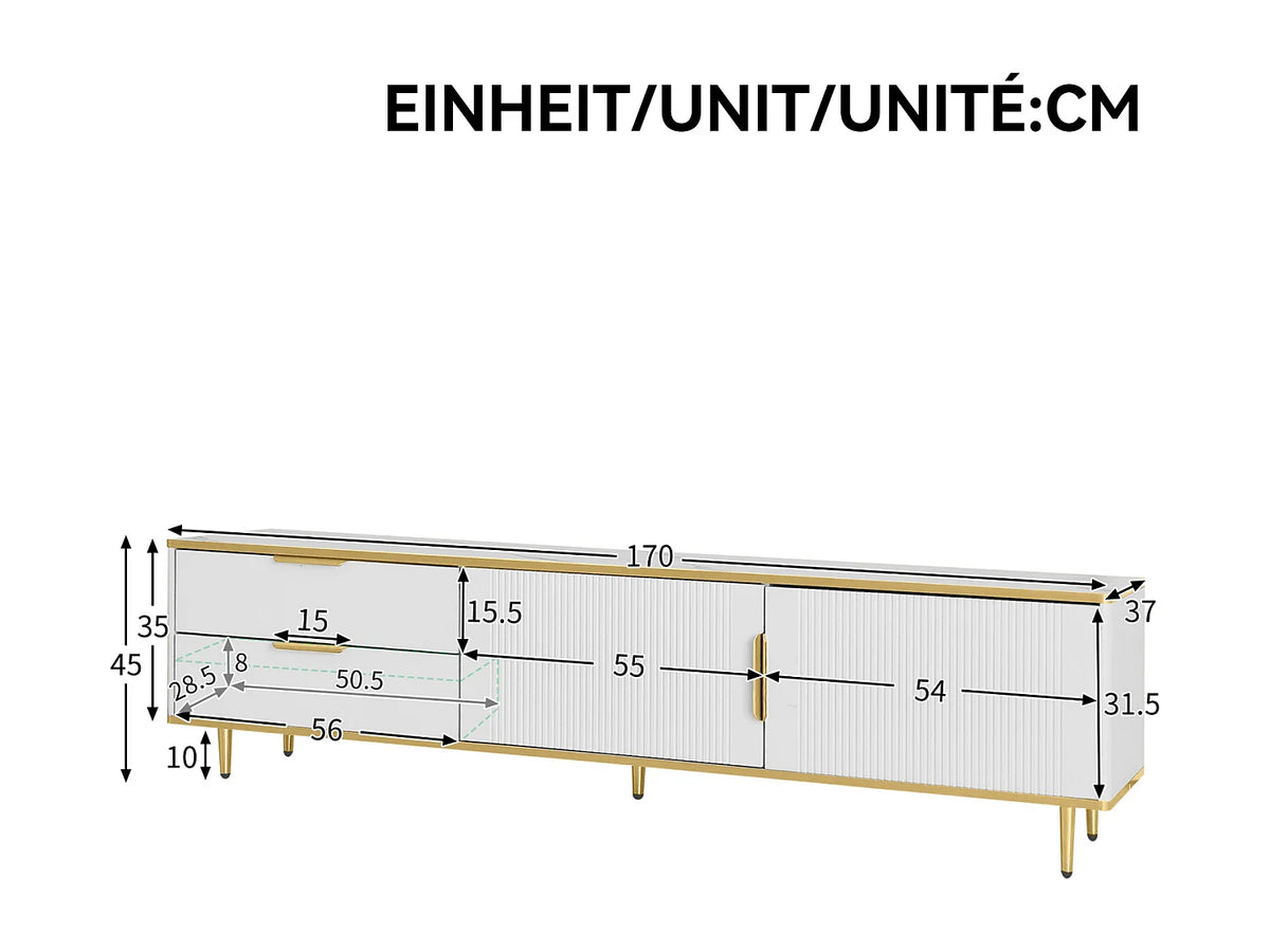 Meuble TV en Bois Blanc 170 cm 2 Portes - HAUSS SPOLE vue 4