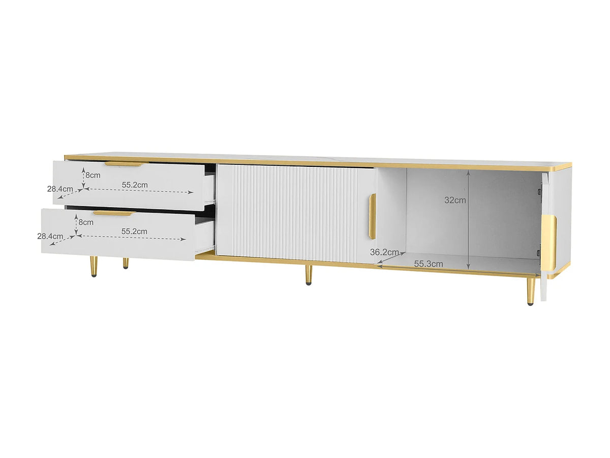 Meuble TV en Bois Blanc 170 cm 2 Portes - HAUSS SPOLE vue 6