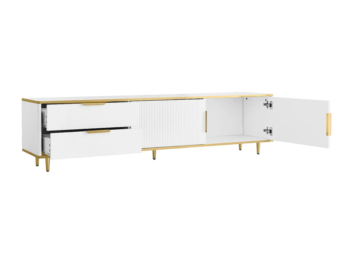 Meuble TV en Bois Blanc 170 cm 2 Portes - HAUSS SPOLE vue 8