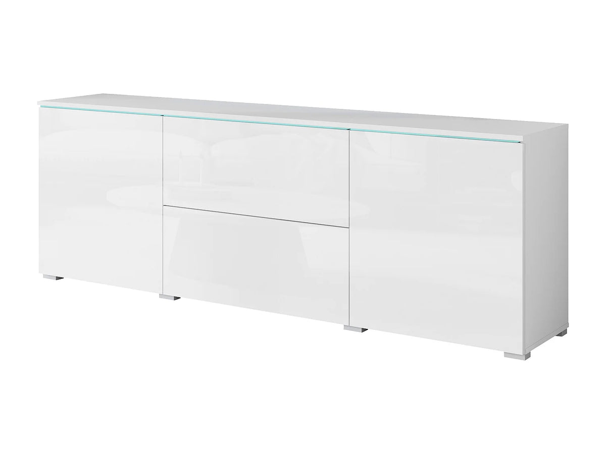 Meuble TV en Bois Blanc 180 cm avec LED - LAUREN MEBLE BE