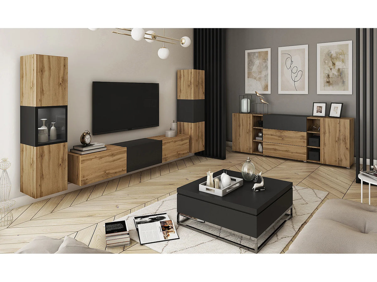 Meuble TV Suspendu Noir 240 cm - LAUREN MEBLE BE vue 2
