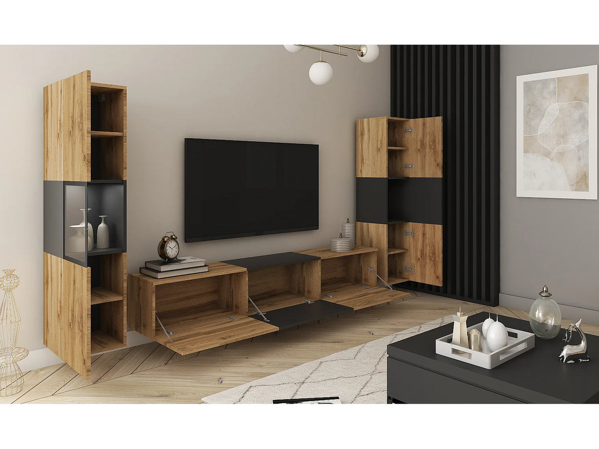 Meuble TV Suspendu Noir 240 cm - LAUREN MEBLE BE vue 3