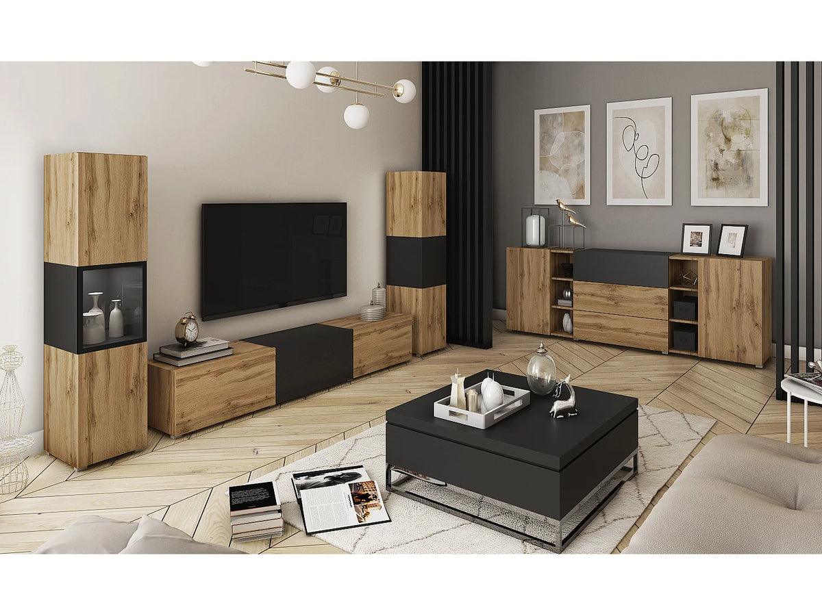 Meuble TV Suspendu Noir 240 cm - LAUREN MEBLE BE vue 4