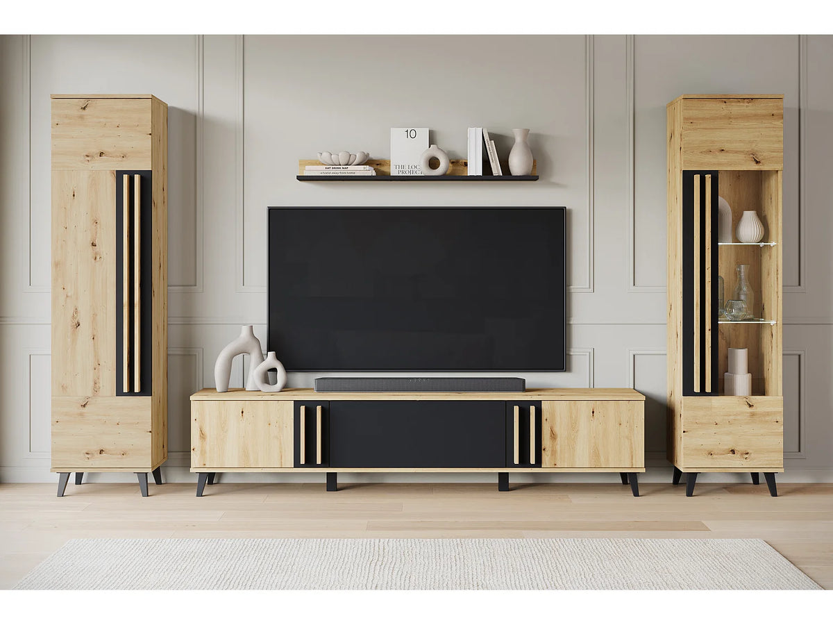 Meuble TV Suspendu Noir 260 cm - LAUREN MEBLE BE vue 4