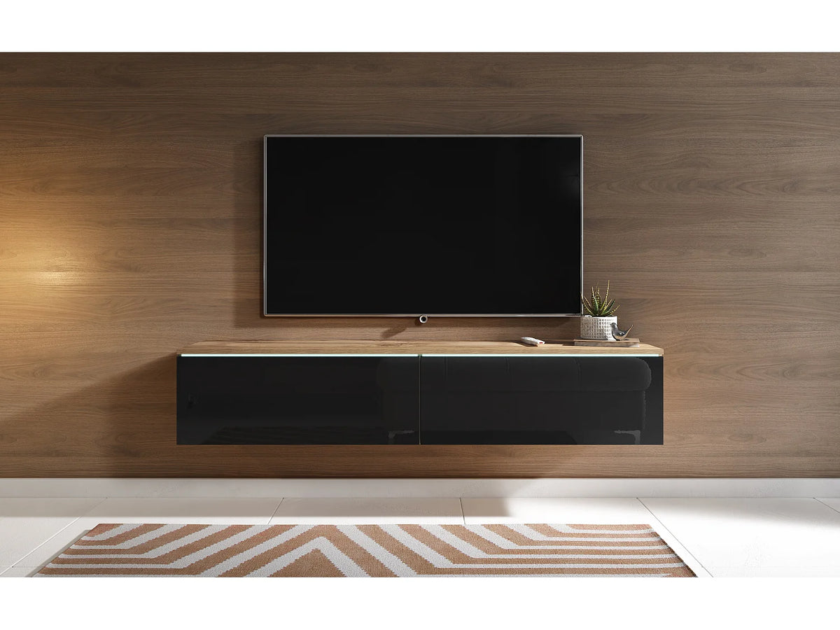 Meuble TV Suspendu Noir 140 cm - LAUREN MEBLE BE vue 5