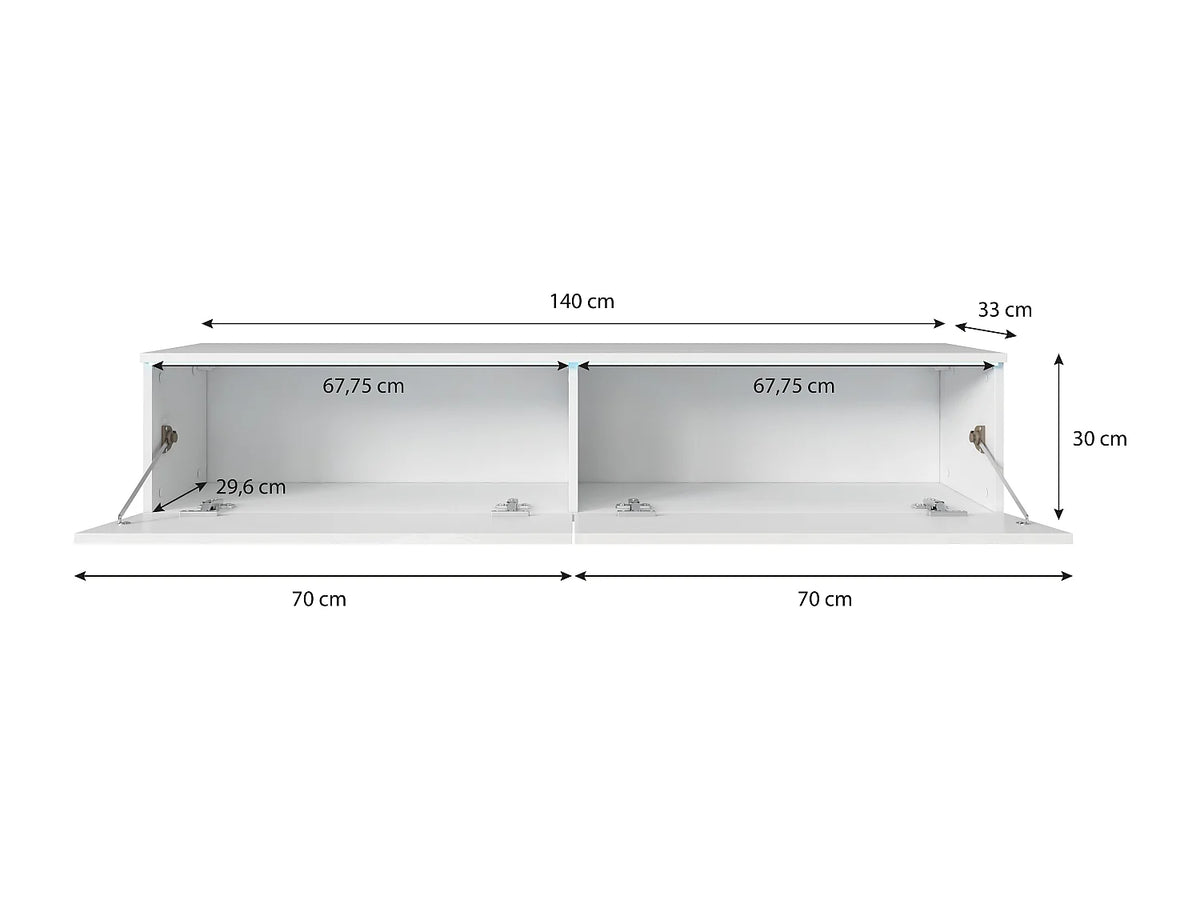 Meuble TV Suspendu Noir 140 cm - LAUREN MEBLE BE vue 6