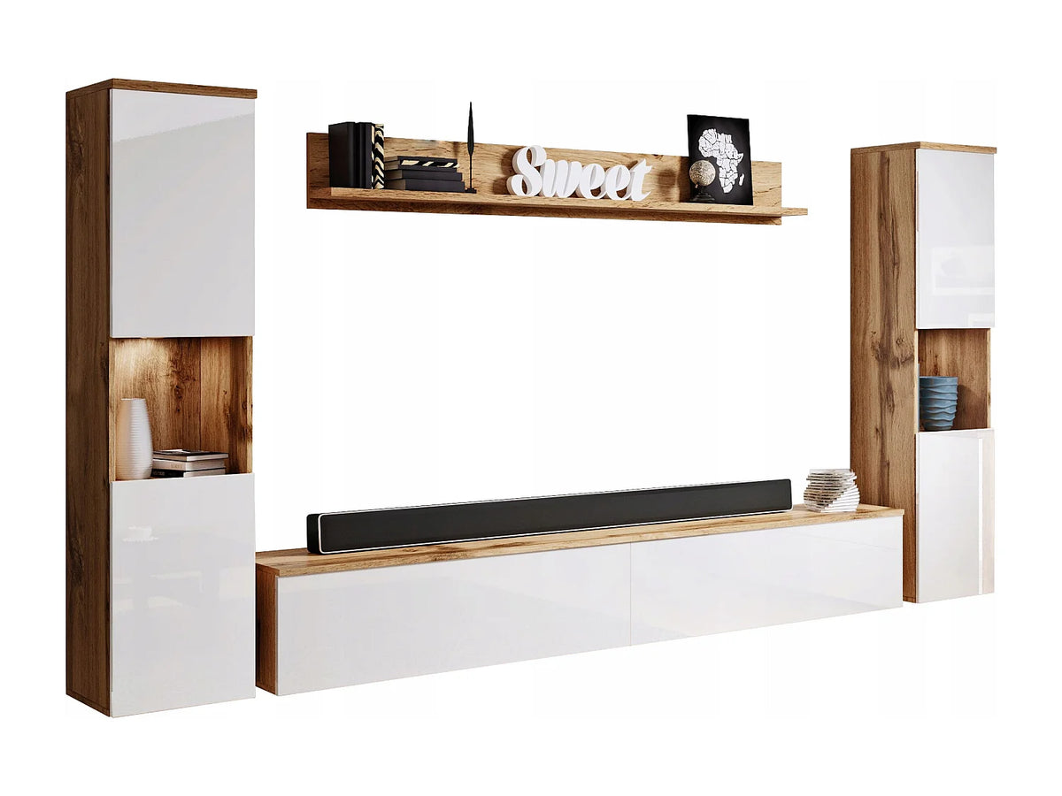 Meuble TV en Bois Blanc 240 cm - LAUREN MEBLE BE