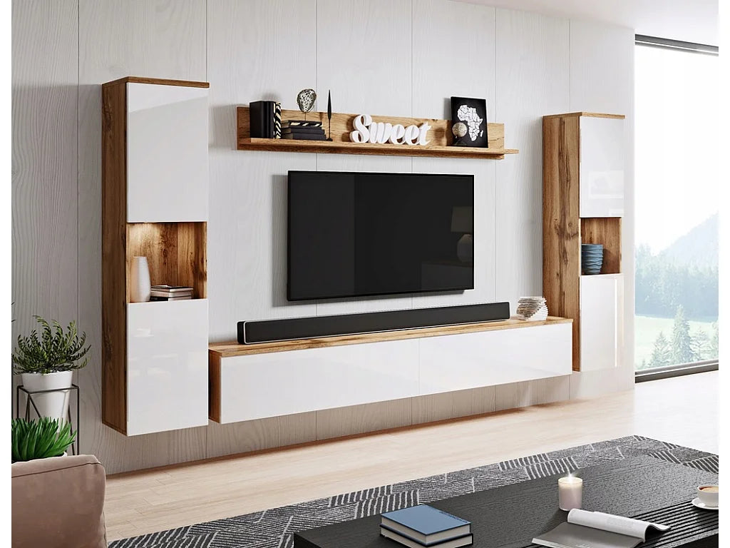 Meuble TV en Bois Blanc 240 cm - LAUREN MEBLE BE vue 2