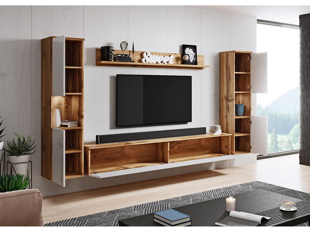 Meuble TV en Bois Blanc 240 cm - LAUREN MEBLE BE vue 3