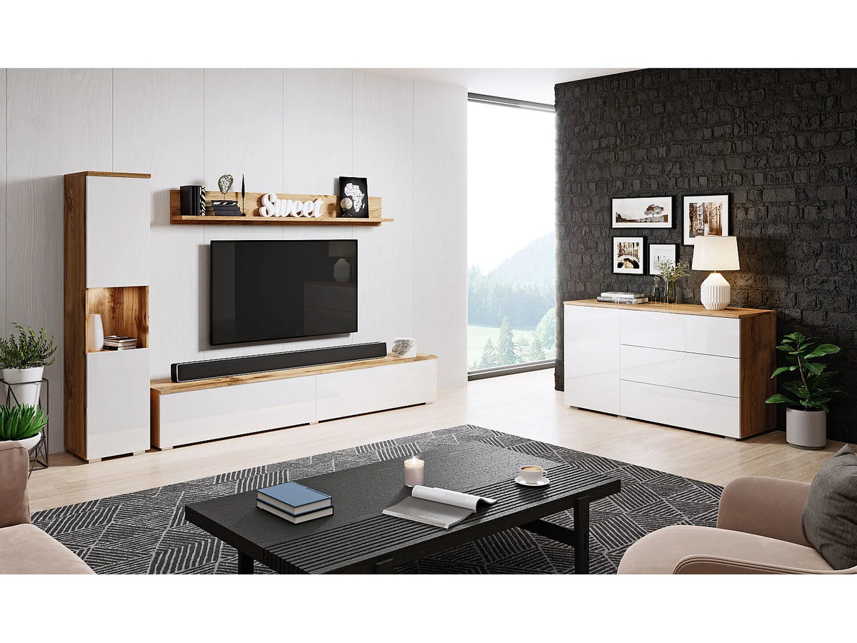 Meuble TV en Bois Blanc 240 cm - LAUREN MEBLE BE vue 5
