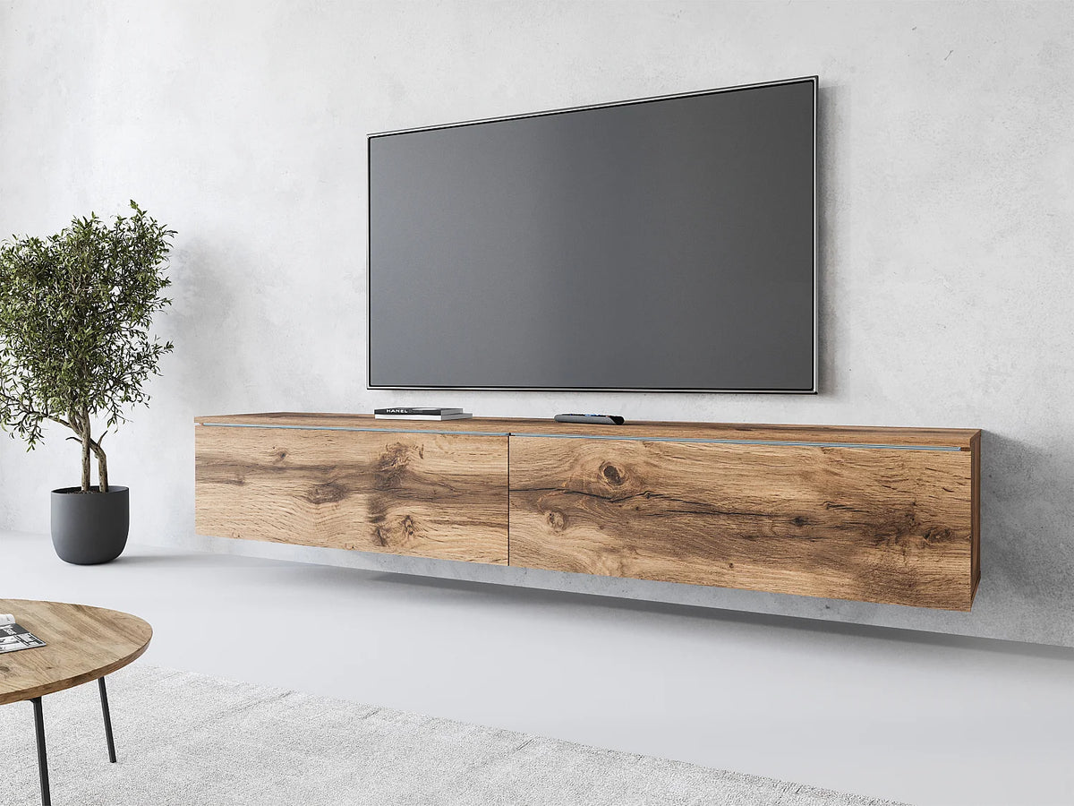 Meuble TV Suspendu 180 cm 2 Portes - LAUREN MEBLE BE vue 2