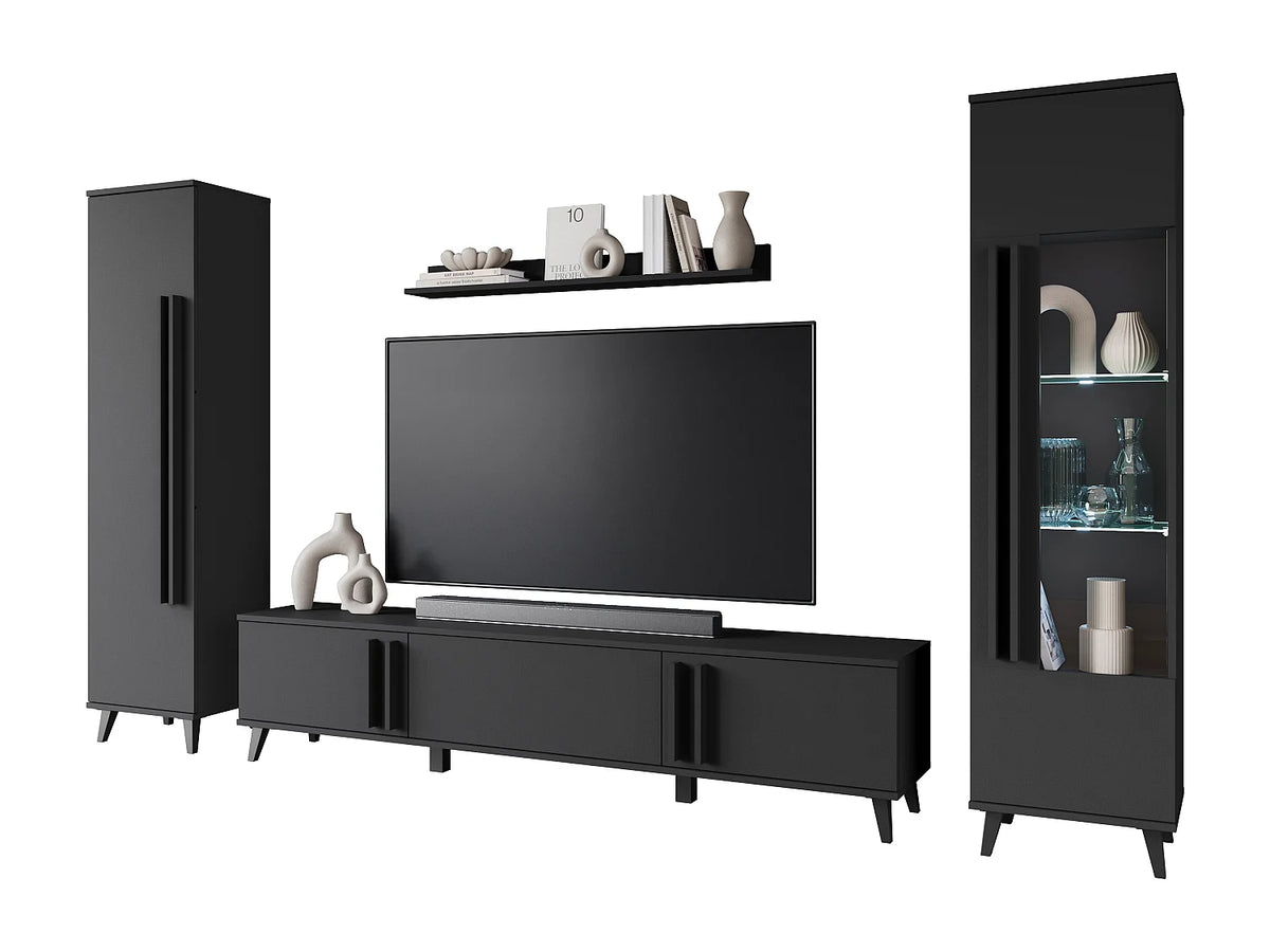 Meuble TV en Bois Noir 260 cm - LAUREN MEBLE BE