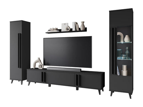 Meuble TV en Bois Noir 260 cm - LAUREN MEBLE BE