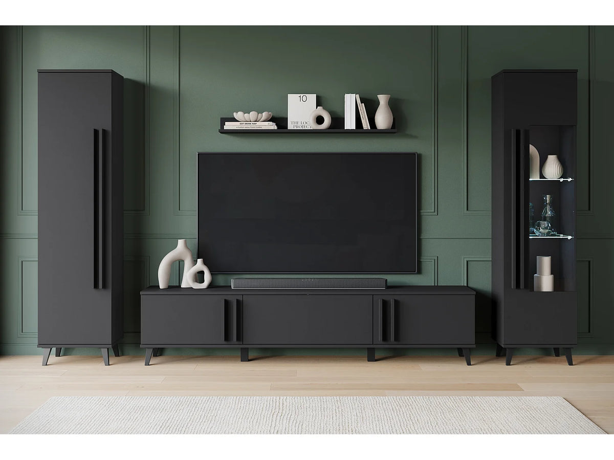 Meuble TV en Bois Noir 260 cm - LAUREN MEBLE BE vue 4