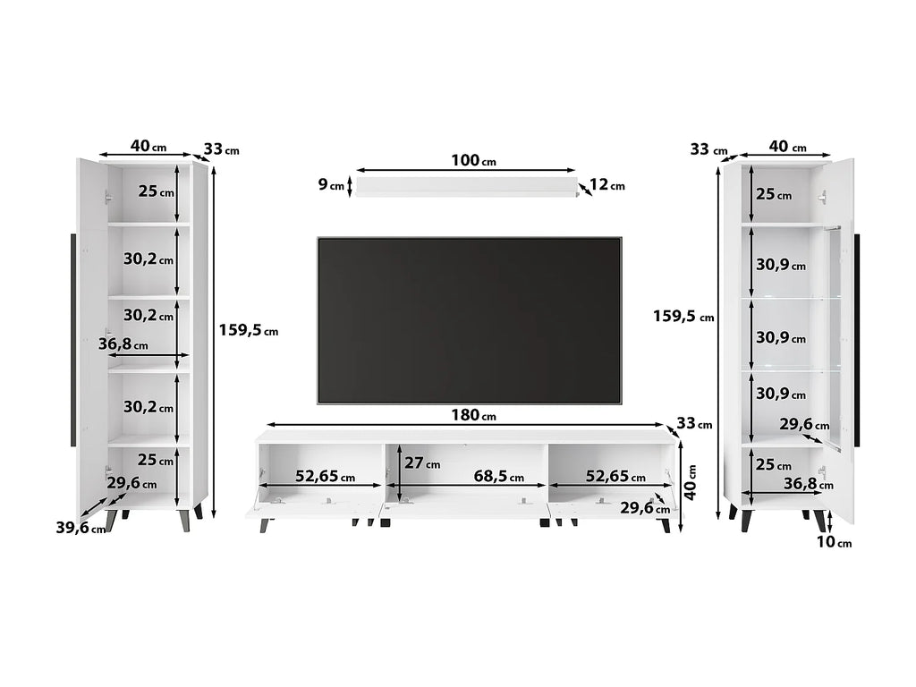 Meuble TV en Bois Noir 260 cm - LAUREN MEBLE BE vue 6