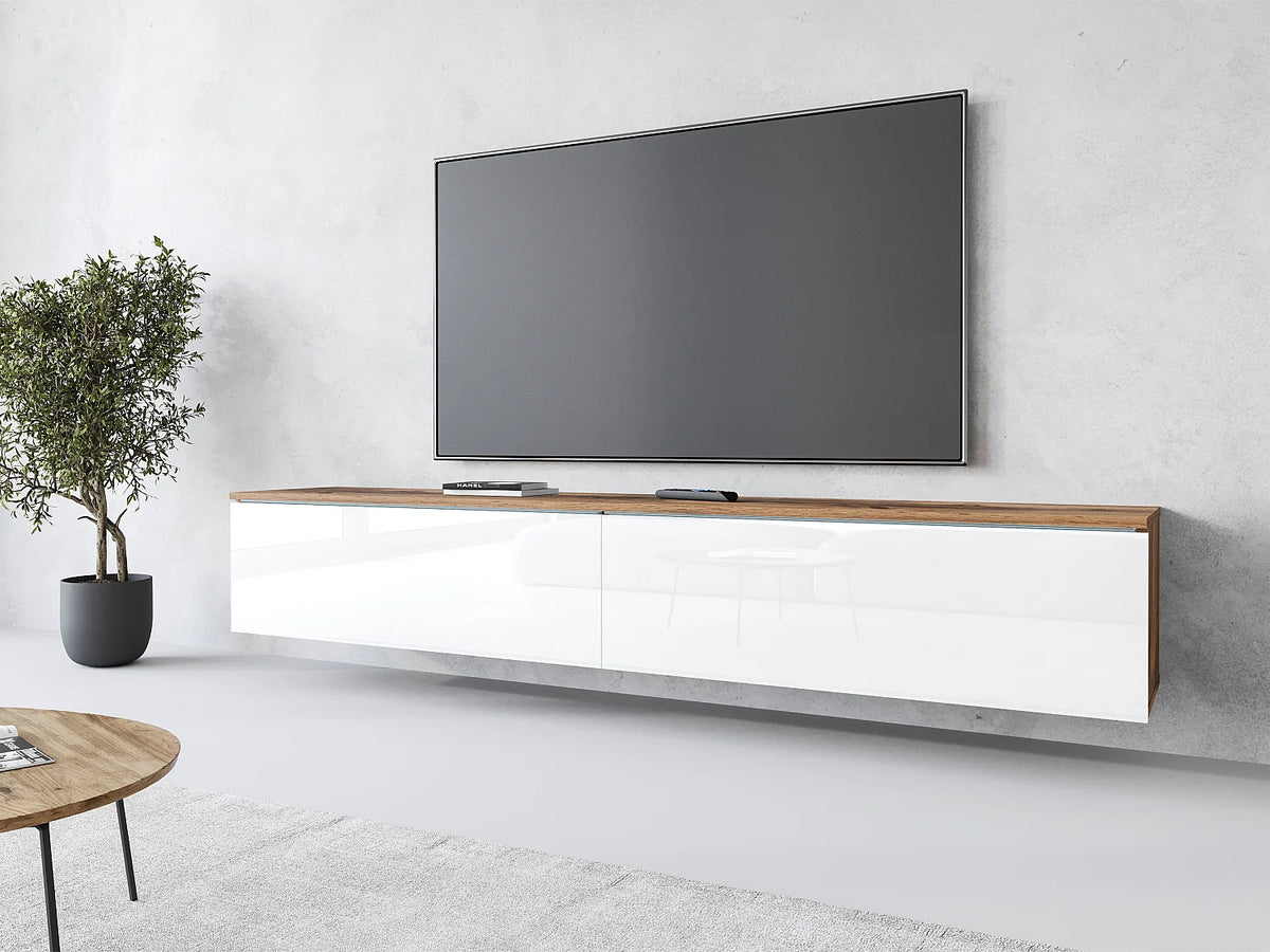 Meuble TV Suspendu Blanc - LAUREN MEBLE BE vue 2