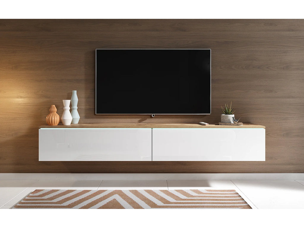 Meuble TV Suspendu Blanc - LAUREN MEBLE BE vue 5
