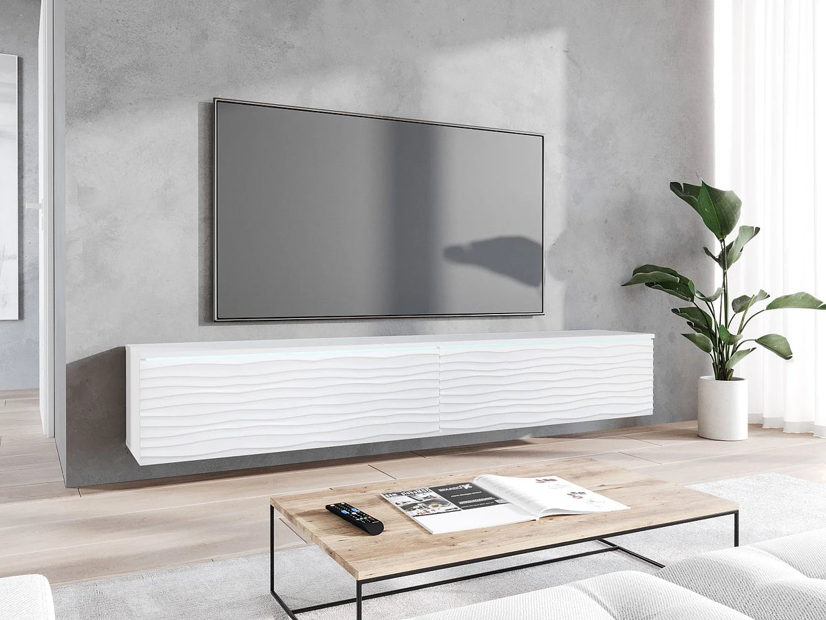 Meuble TV en Bois Blanc 180 cm - LAUREN MEBLE BE vue 3